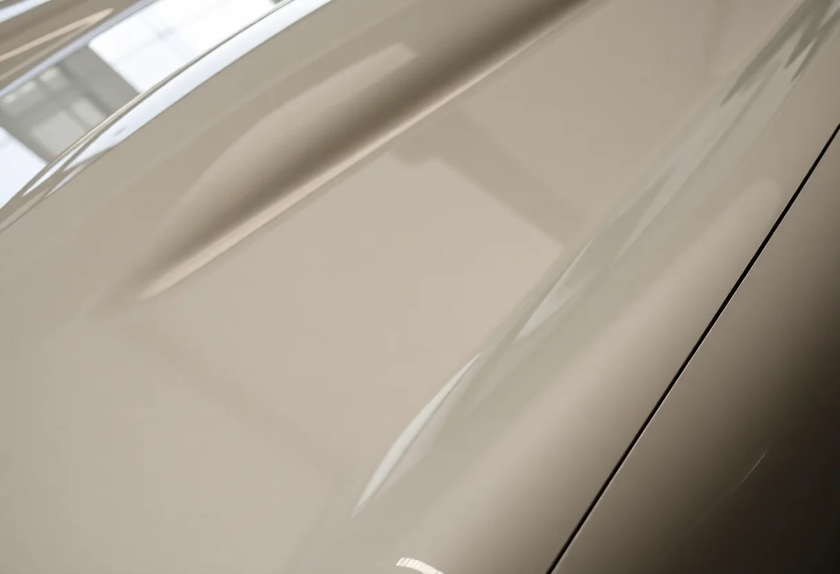 A vintage Jaguar E-Type with swirl marks and minor imperfections on its paintwork before detailing.